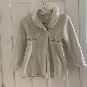 Gymboree Cream Pea Coat with Embroidered Accents